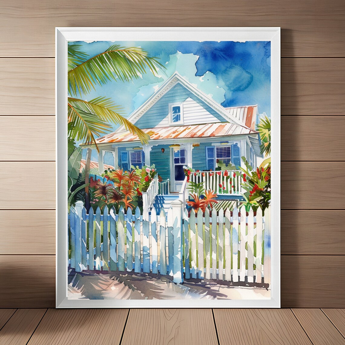 Key West Watercolor Art Print, Florida Keys Travel