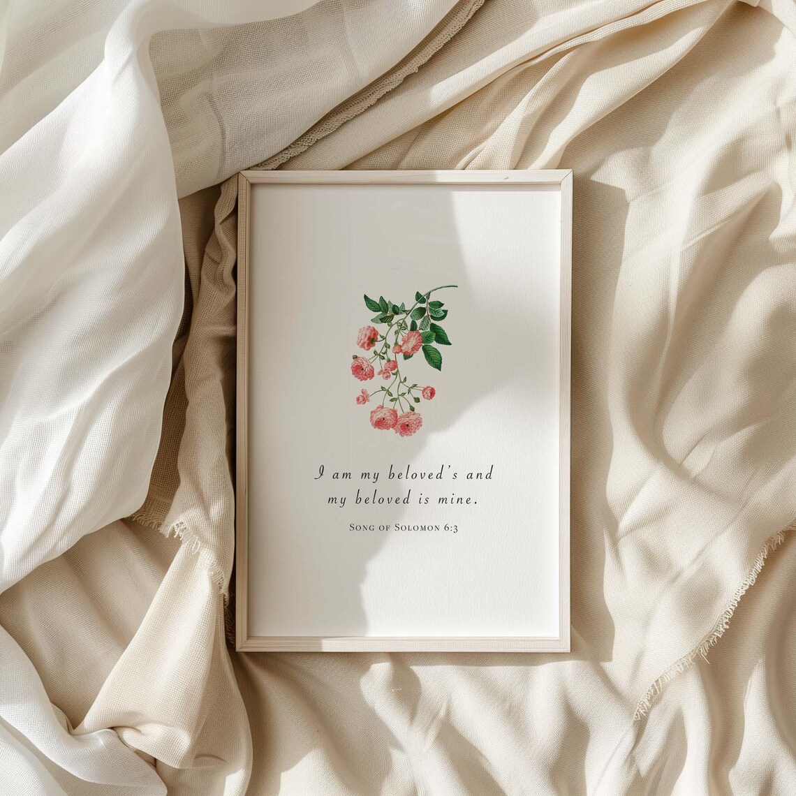 Song of Solomon 6:3 Trailing Pink Roses Botanical Love Verse Poster - Image 5