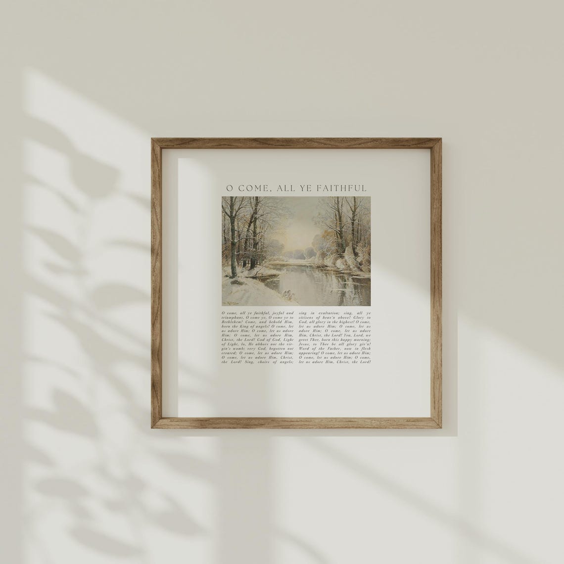 Christmas Hymn Wall Art O Come All Ye Faithful Vintage Winter Snow Landscape Farmhouse Worship Song Poster Christian Holiday Faith Gift - Image 3