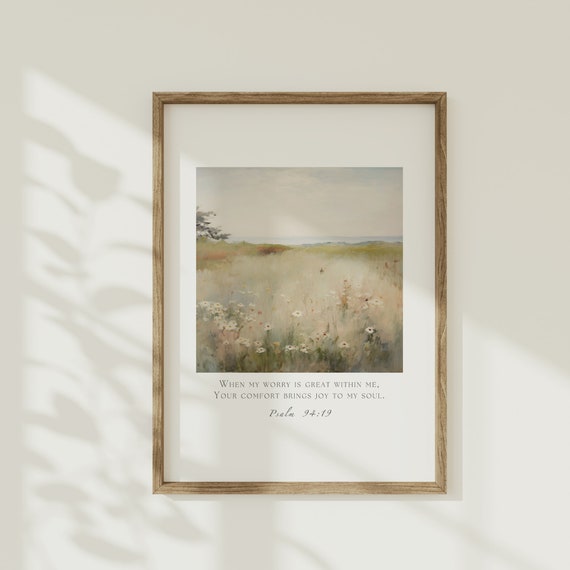 Psalm 94:19 Wildflower Scripture Poster, Vintage