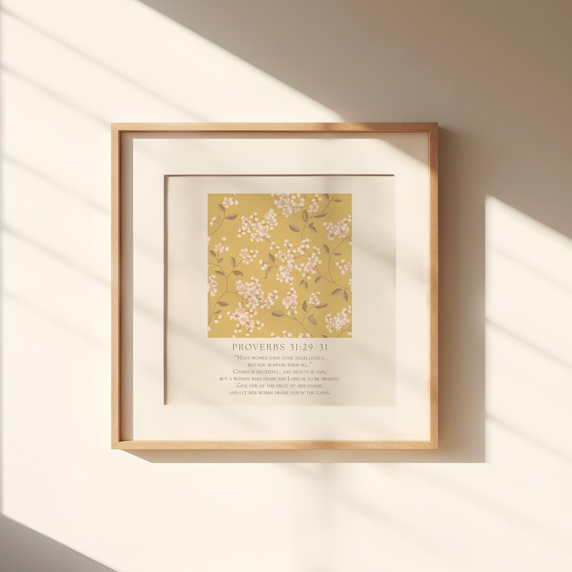 Proverbs 31:29-31 Vintage Floral Godly Woman Bible Verse Poster - Image 2