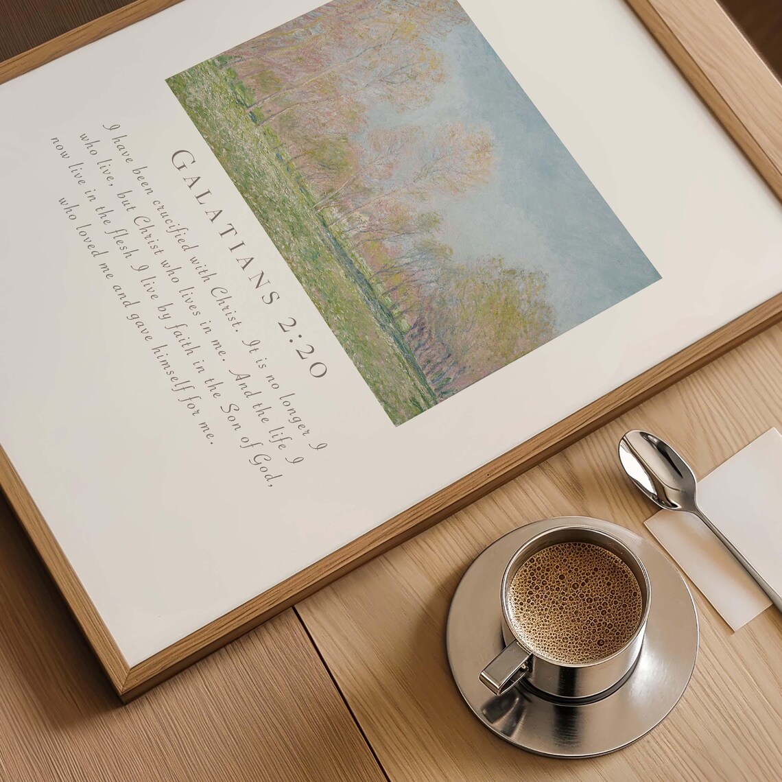 Galatians 2:20 Spring Woodland Impressionist Landscape Scripture Poster - Image 5