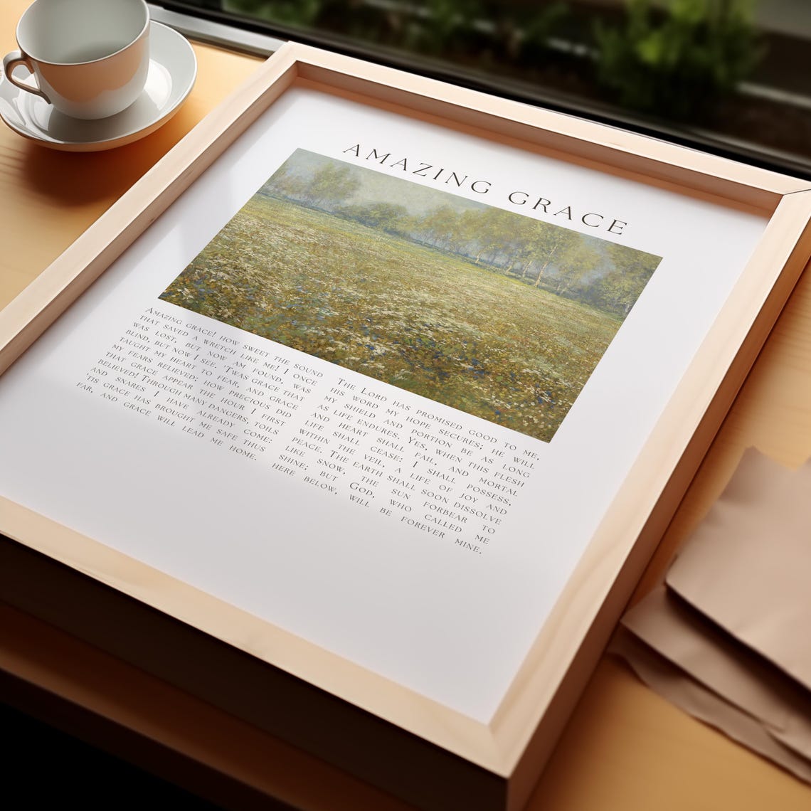 Amazing Grace Hymn Lyrics Wildflower Meadow Vintage Art Poster - Image 2
