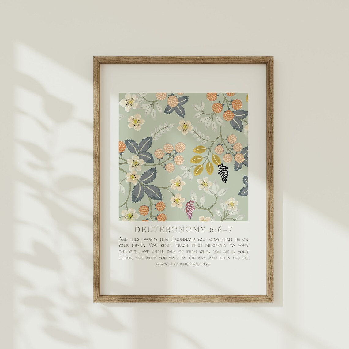 Deuteronomy 6:67 Floral Bible Verse Art Print