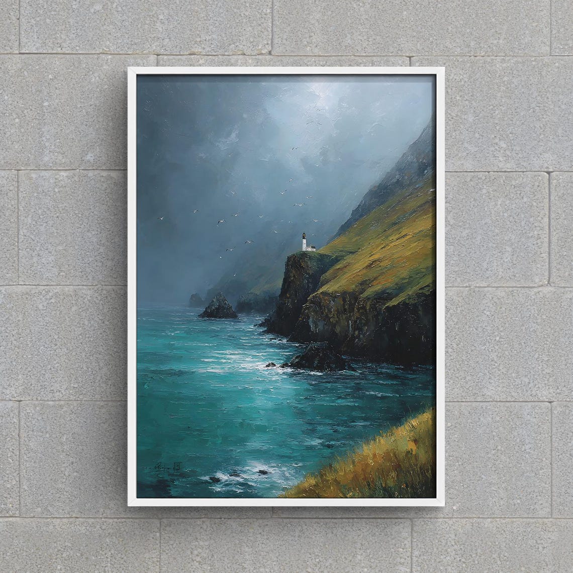 Cape Horn Chile Lighthouse Rugged Cliffs Moody Seascape Oil Poster