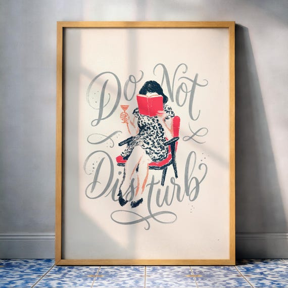 Do Not Disturb Reading Poster Print Book Lover Wall Art Chic Library Decor Gift