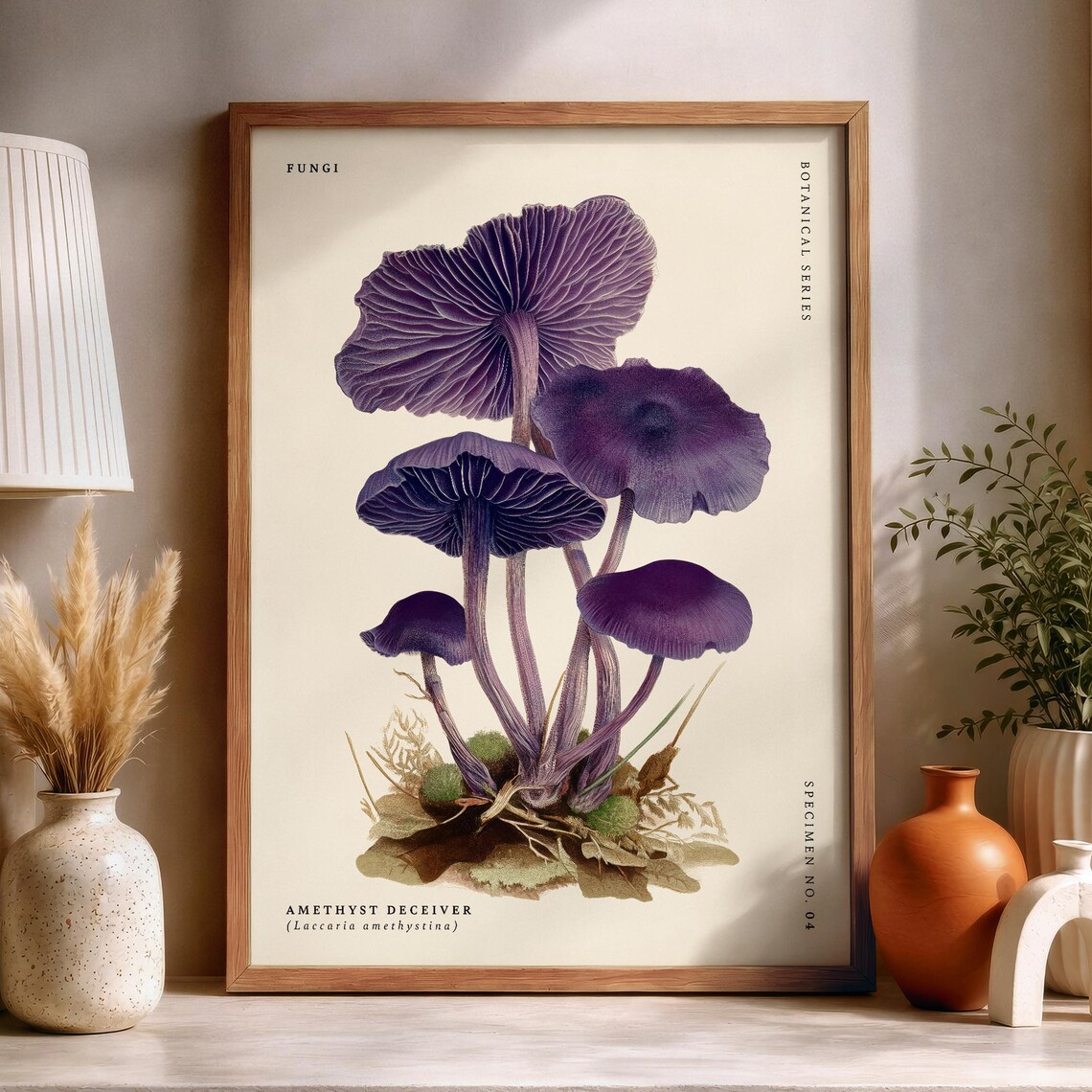 Amethyst Deceiver Mushroom Vintage Botanical Illustration