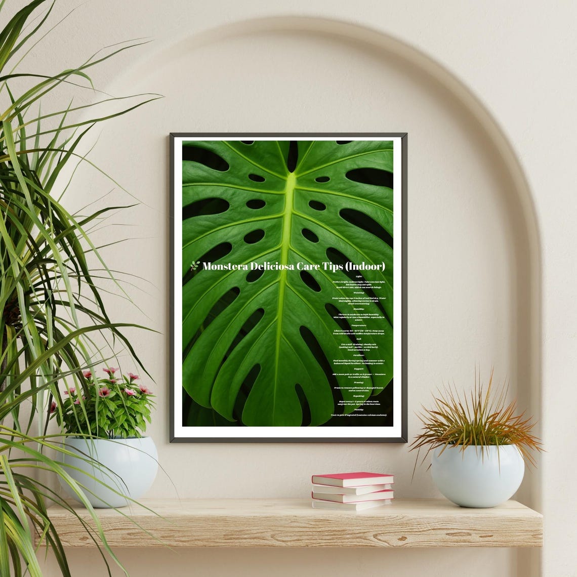 Tropical Leaf Wall Art Monstera Care Poster Botanical Greenery Exotic Plant Decor