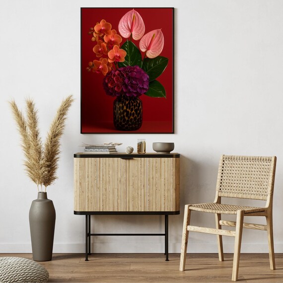 Luxury Floral Orchid Anthurium Hydrangea Photography Poster