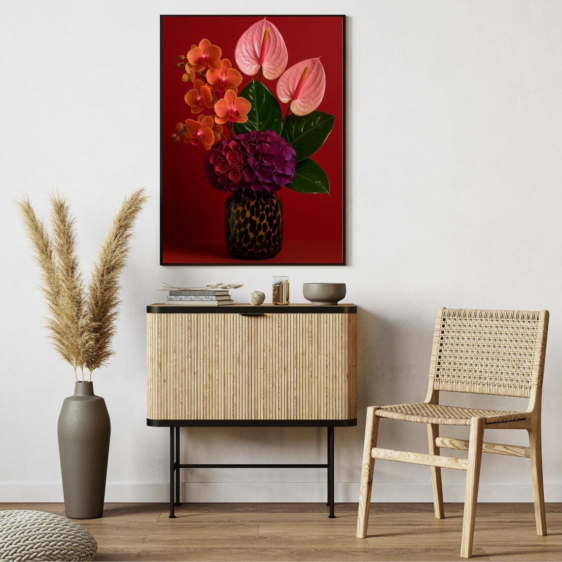 Luxury Floral Orchid Anthurium Hydrangea Photography Poster