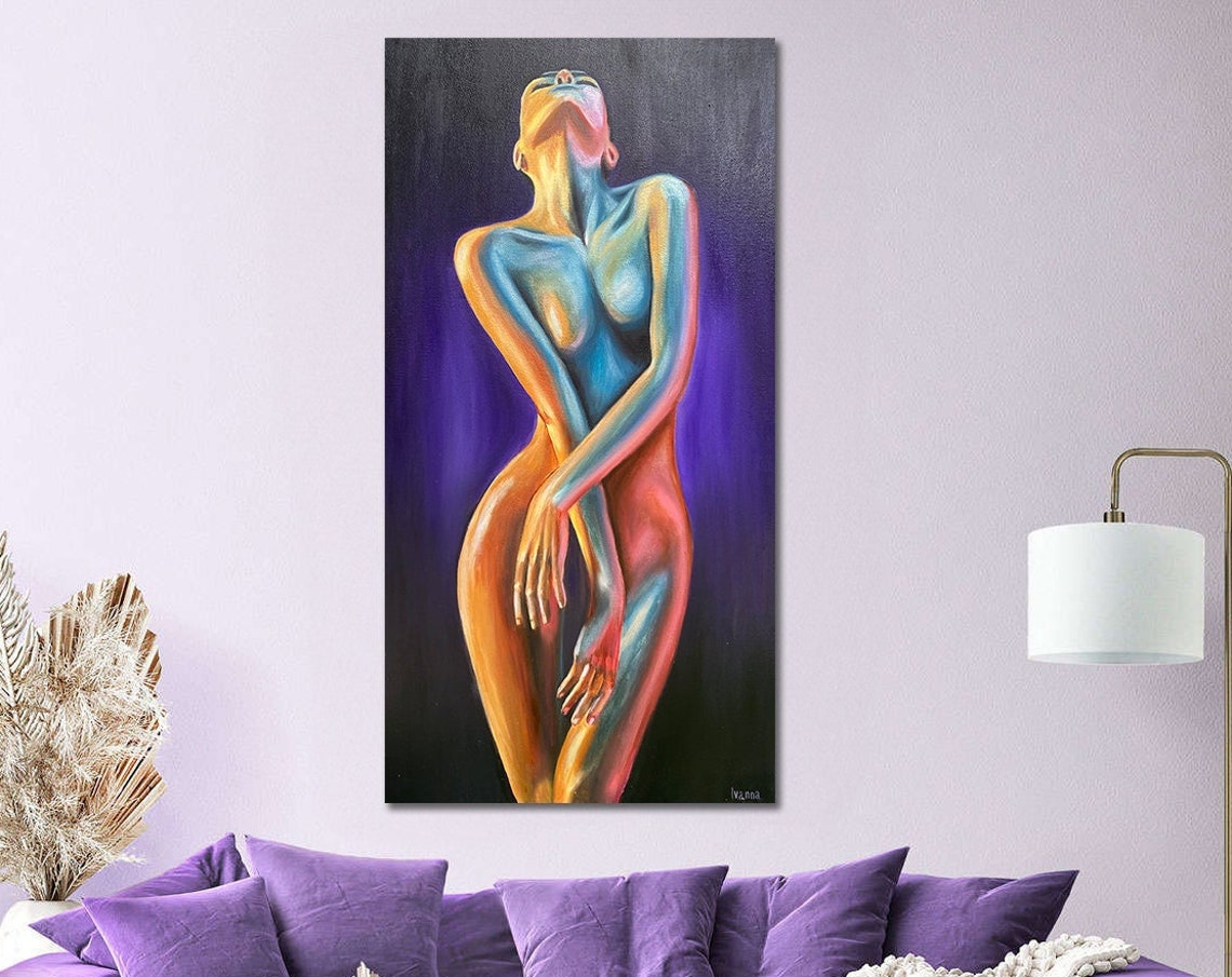Abstract Woman Body Painting On Female Figurative Abstract Art Full Body Painting Oil Painting Original Female Figure Painting Art