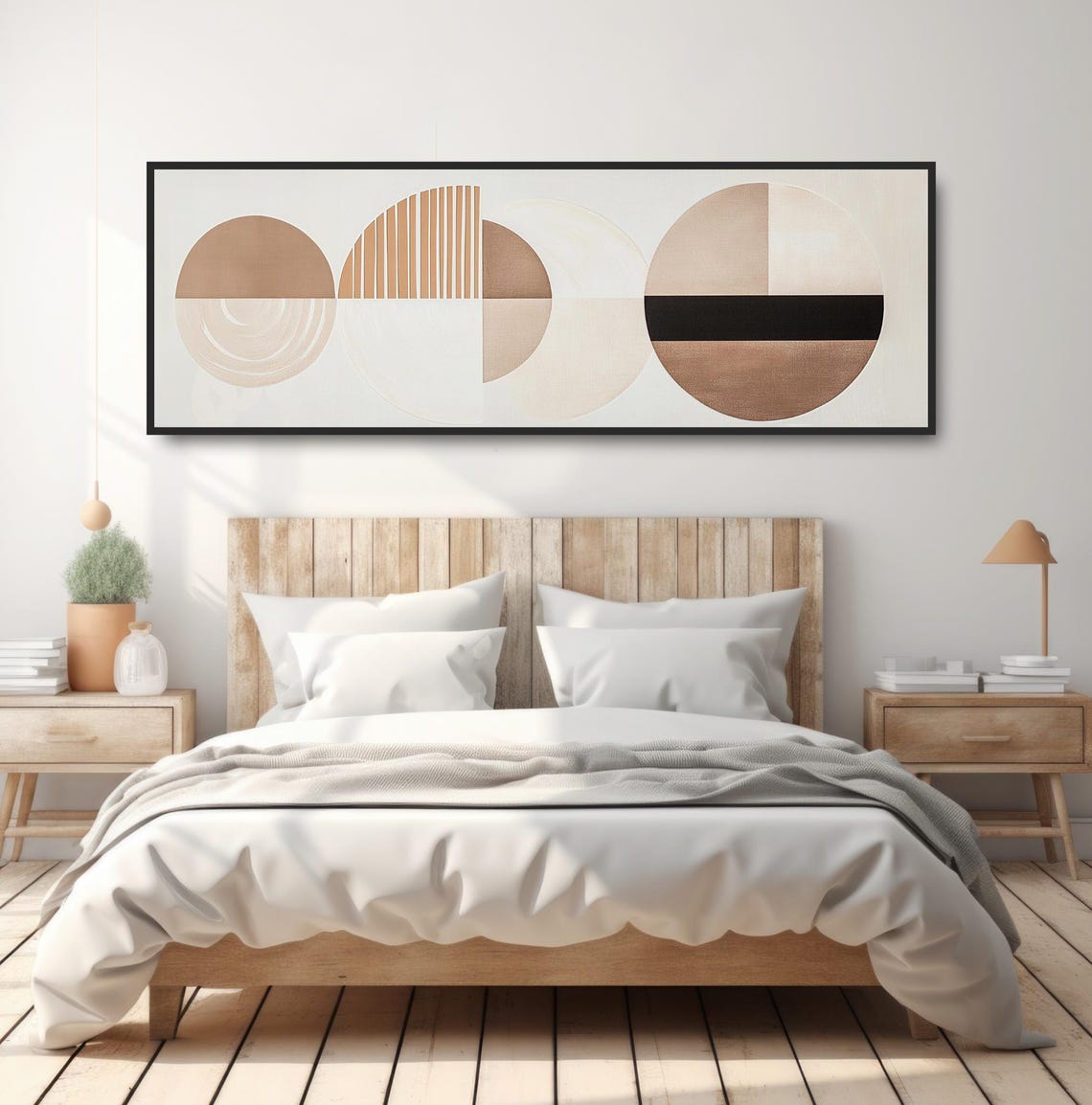 Neutral Geometric Boho Wall Art Abstract Panoramic Modern Minimalist Decor Cream Beige Tan Print Mid Century Contemporary Artwork - Image 4