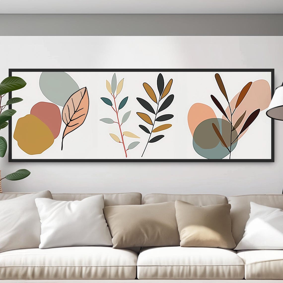 Abstract Botanical Leaves Branches Earthy Midcentury Modern Art Poster
