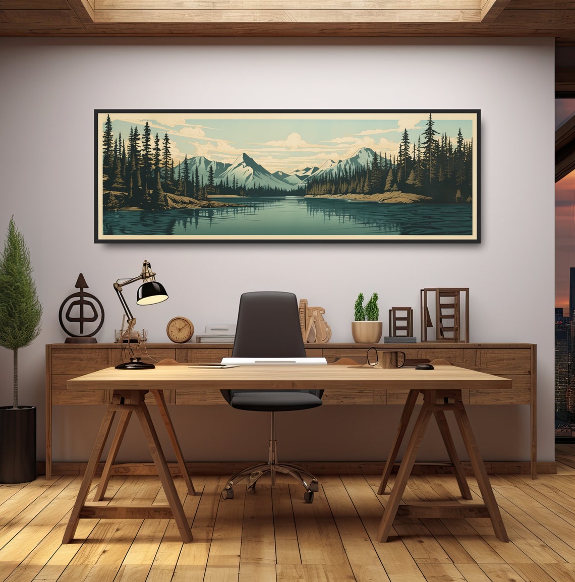 Alpine Mountain Lake Vintage Lithograph Pine Forest Travel Poster - Image 3