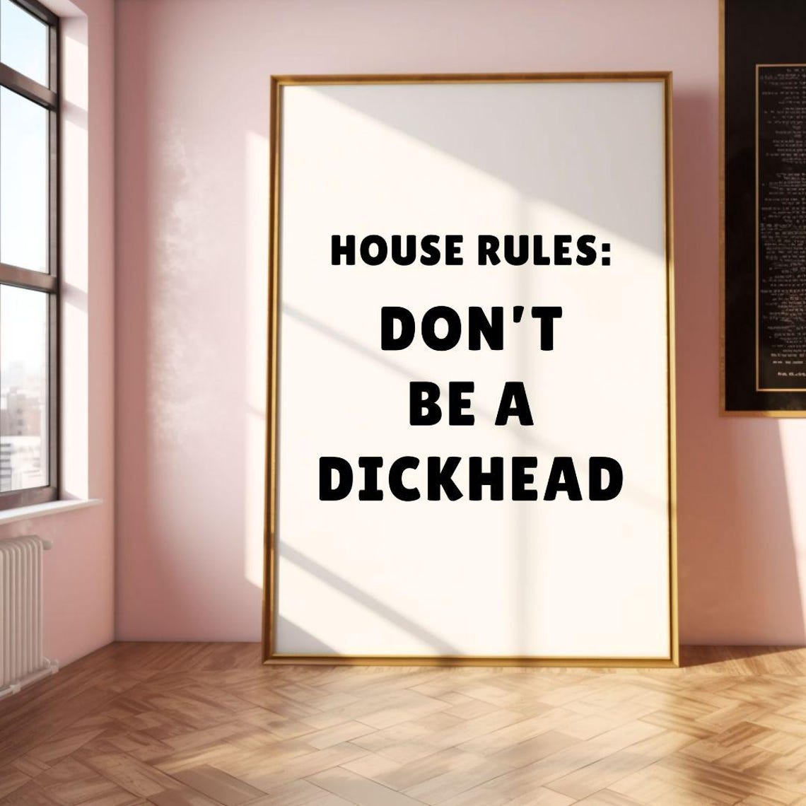 House Rules Dont Be a Dickhead Funny Explicit Typography Poster - Image 2