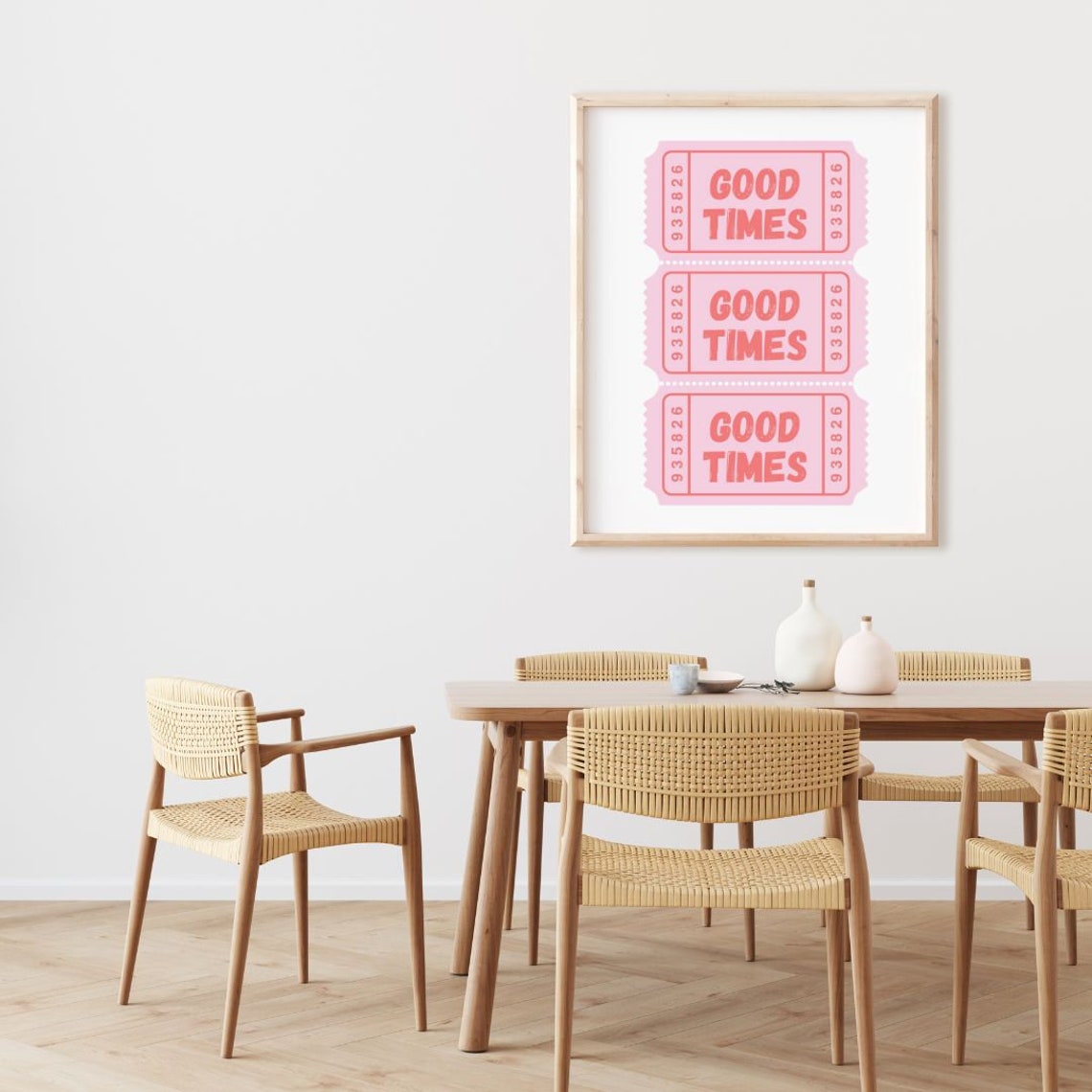 Good Times Admit One Pink Retro Ticket Stubs Cute Quote Poster - Image 3