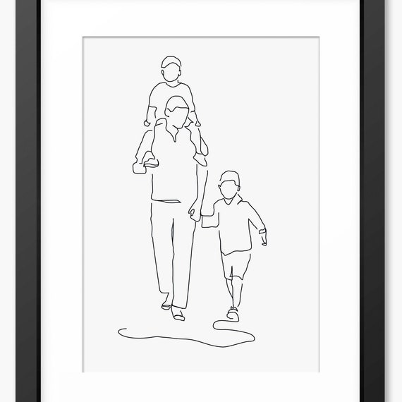 Father and Son Line Art Print, Father's Day Gift