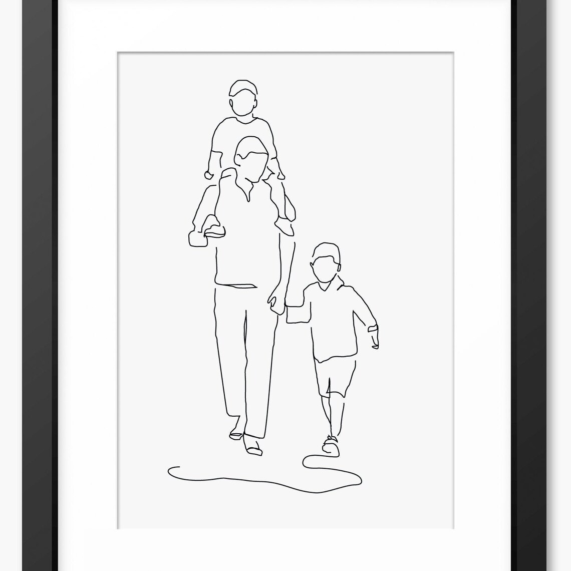 Father and Son Line Art Print, Father's Day Gift