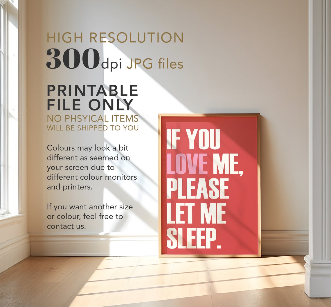 If You Love Me Let Me Sleep Funny Red Typography Bedroom Wall Poster - Image 4