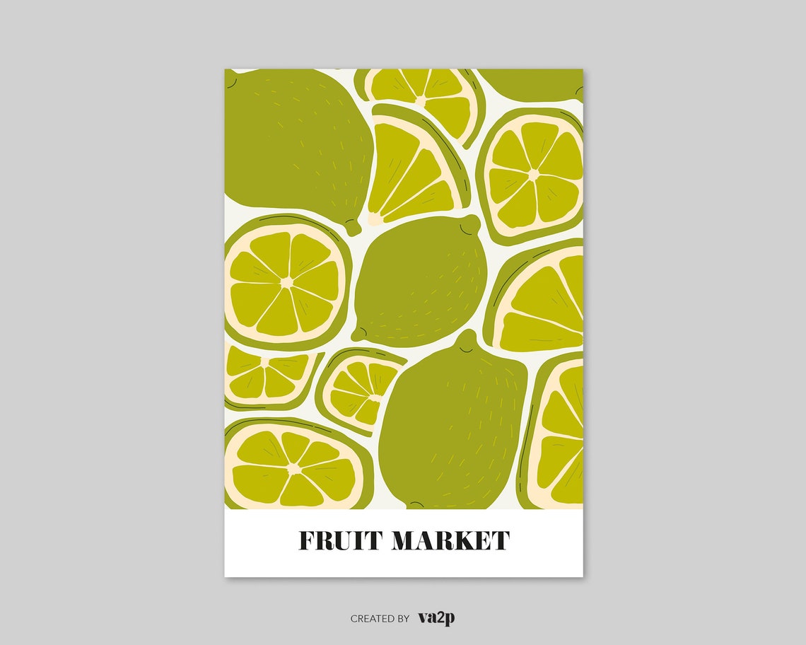 Fruit Market Limes Green Citrus Kitchen Retro Botanical Poster - Image 2