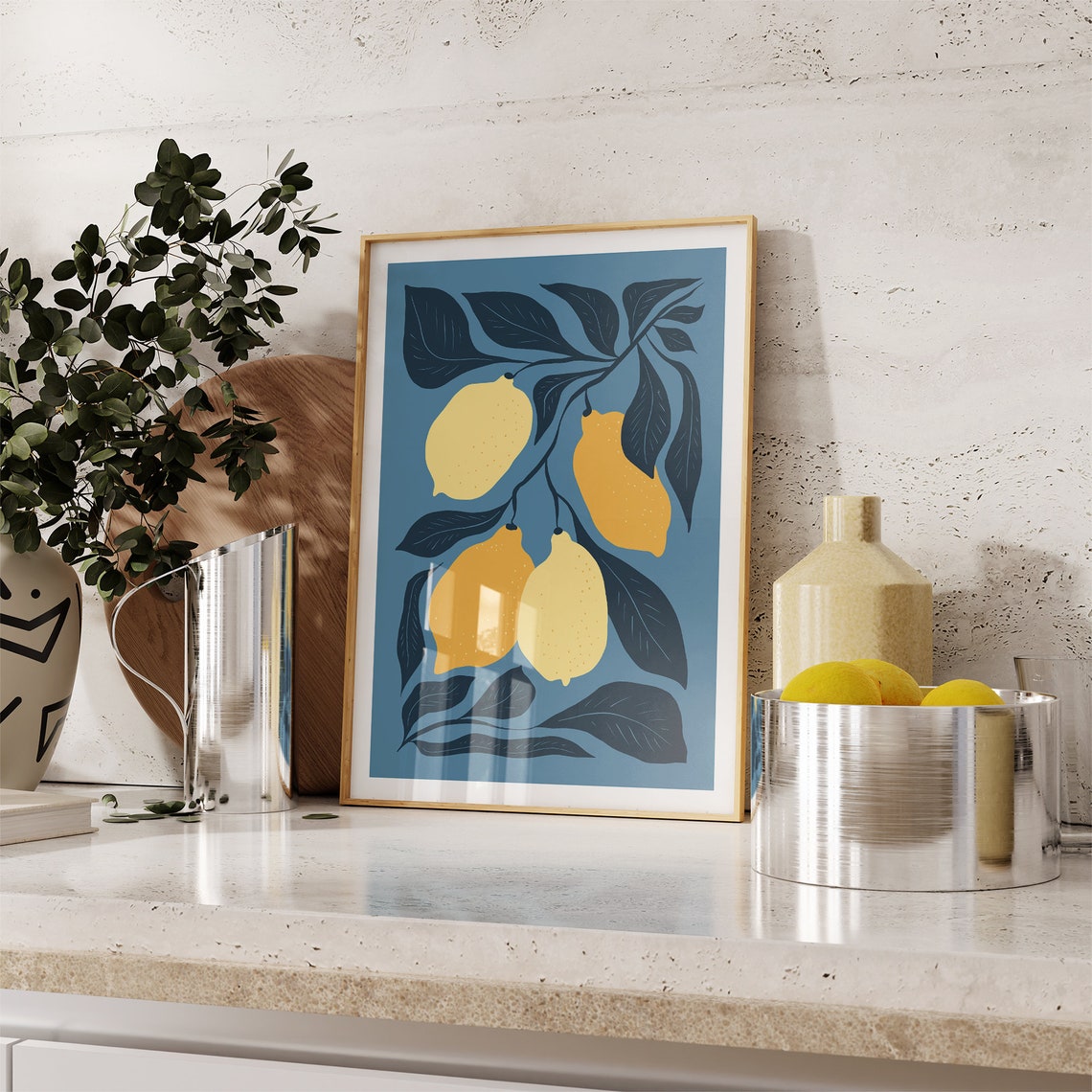 Lemons Wall Art Kitchen Poster Abstract Wall Art Aesthetic Fruit Print Boho Wall Decor Lemon Illustration - Image 3