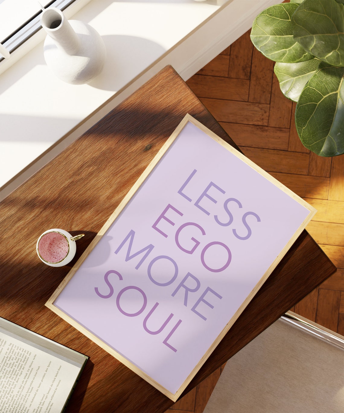 Less Ego More Soul Lavender Minimalist Motivational Quote Wall Poster - Image 2