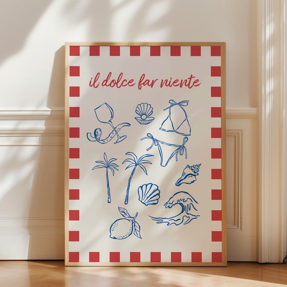 Il Dolce Far Niente Italian Quote Poster, Retro