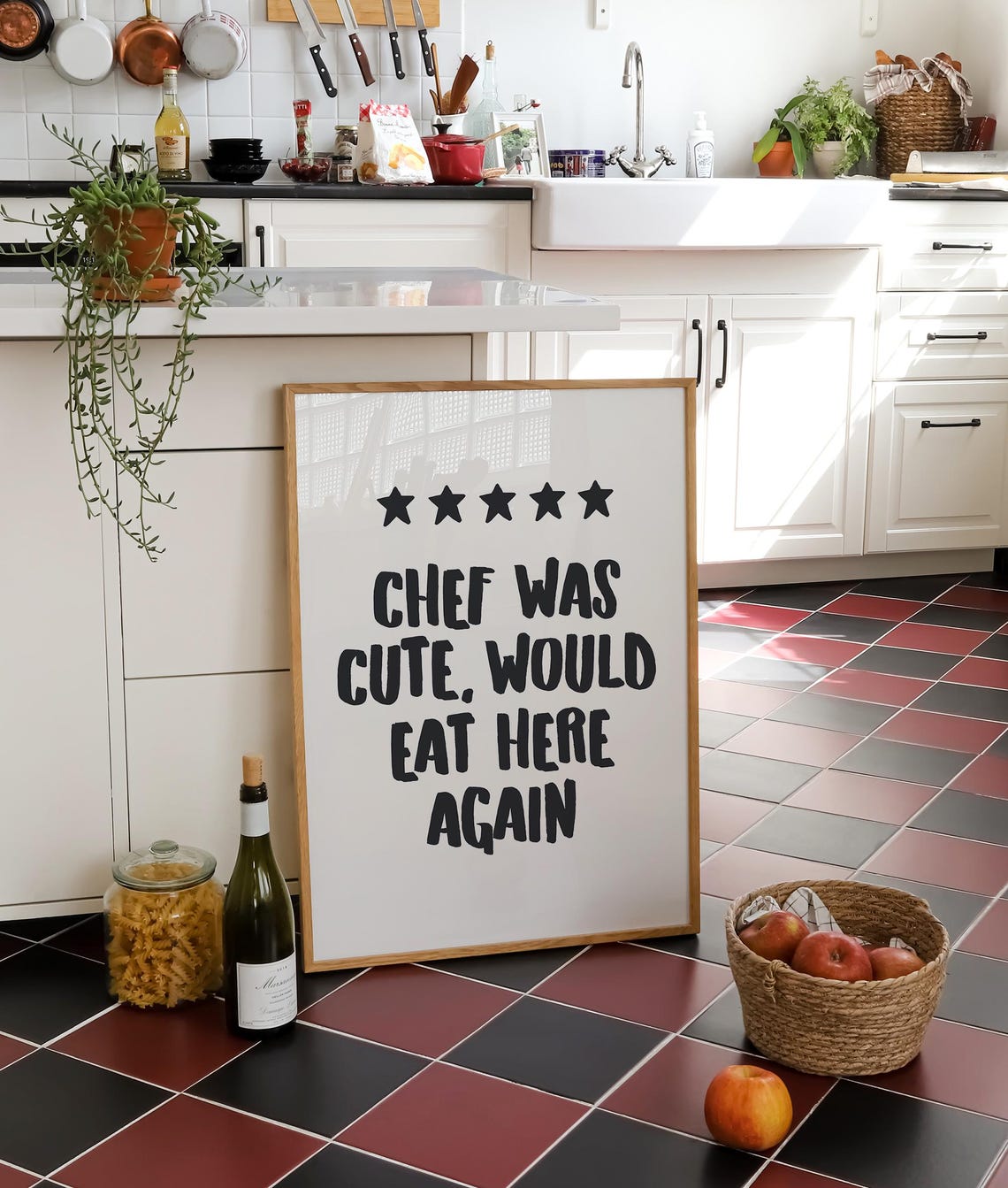 Chef Was Cute Would Eat Here Again Funny Kitchen Star Review Poster - Image 4