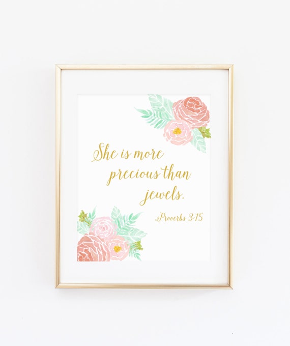 She Is More Precious Than Jewels Nursery Art Print
