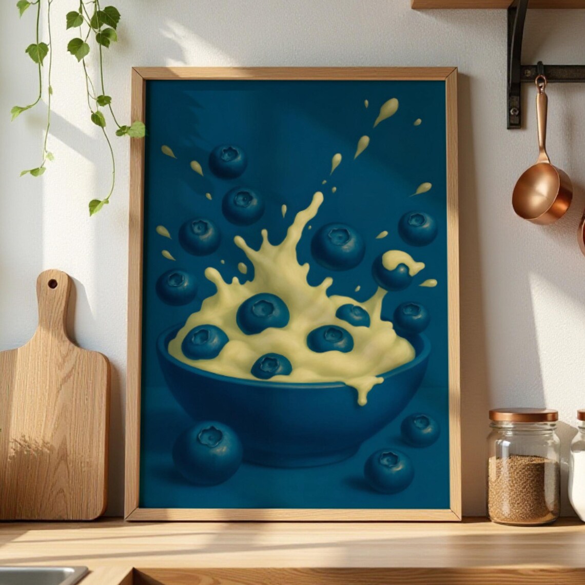 Blueberries And Cream, Bold Blue Kitchen Decor