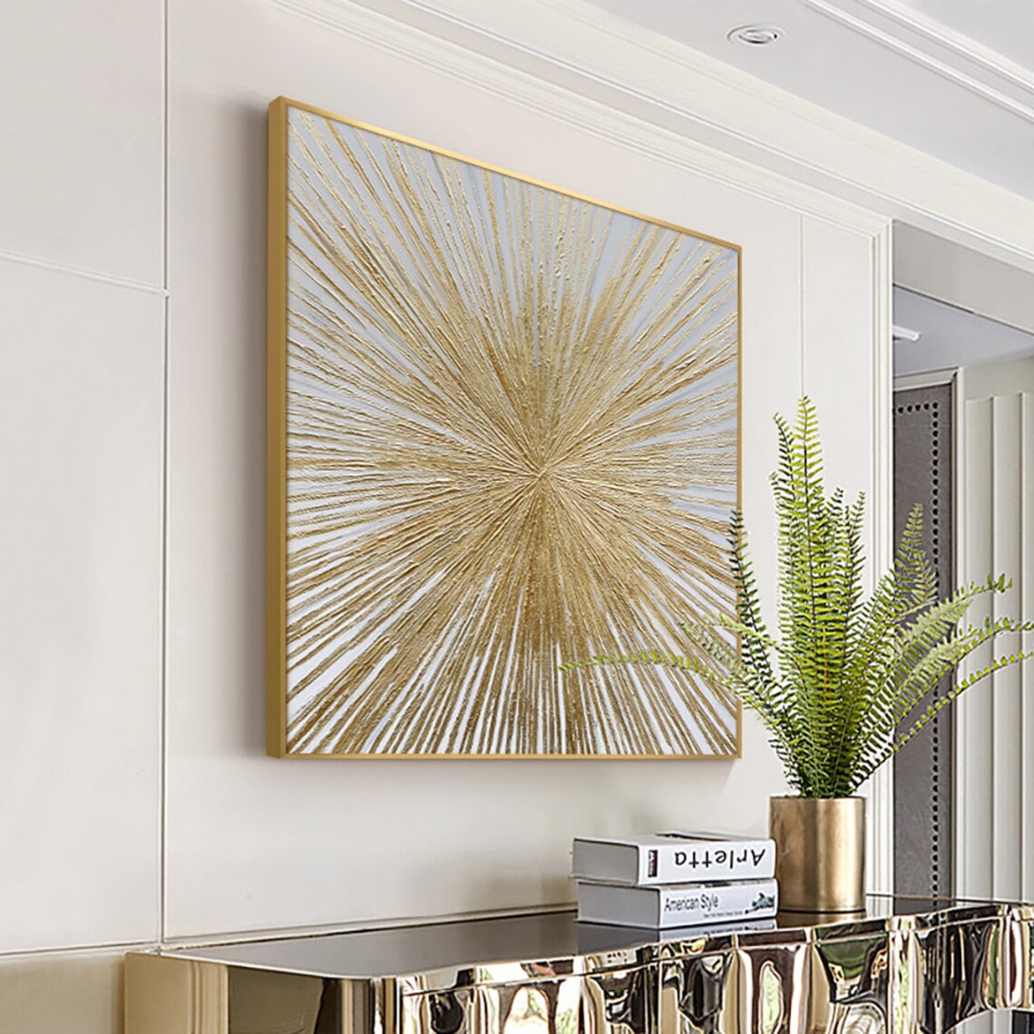 Abstract Geometric Gold Minimalist Art Print - Image 4