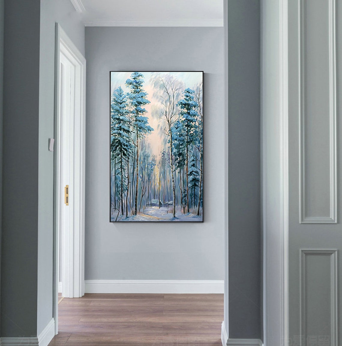 Forest Scenry Painting Winter Snow Scenery Painting Tree Wall Art Landscape Oil Painting On Living Room Wall Decor Spiritual Art - Image 2
