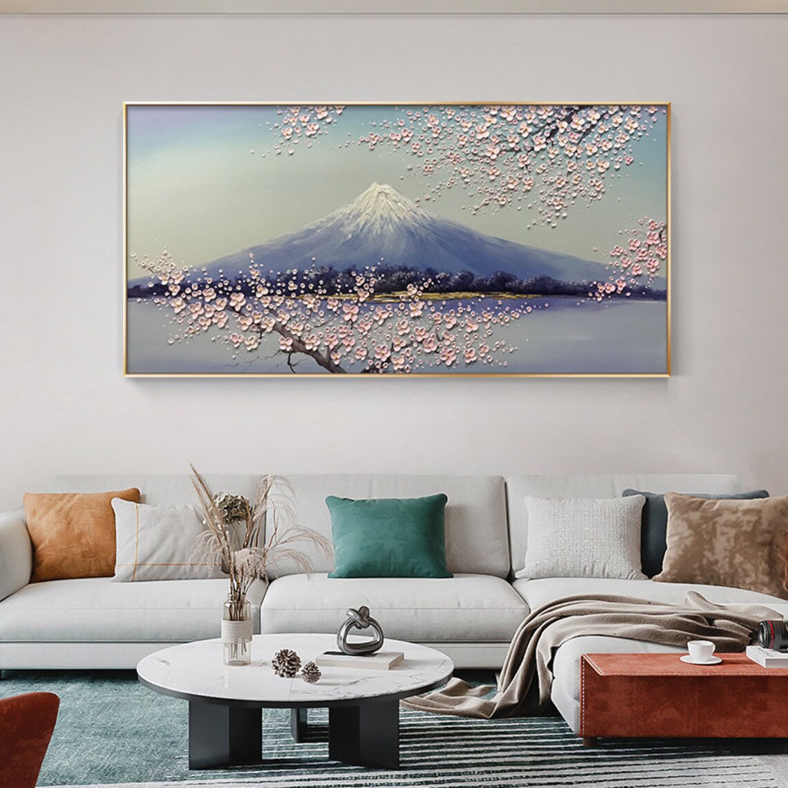 Mount Fuji Cherry Blossoms, Modern Wall Art Print - Image 2