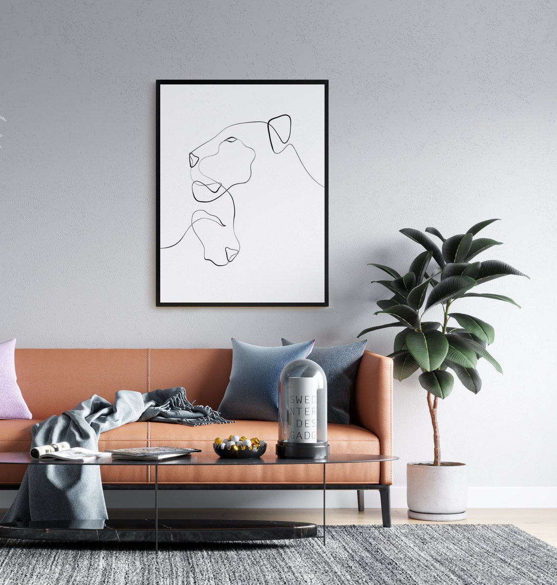 Continuous One Line Lion Head Drawing Minimalist Animal Art Print - Image 2