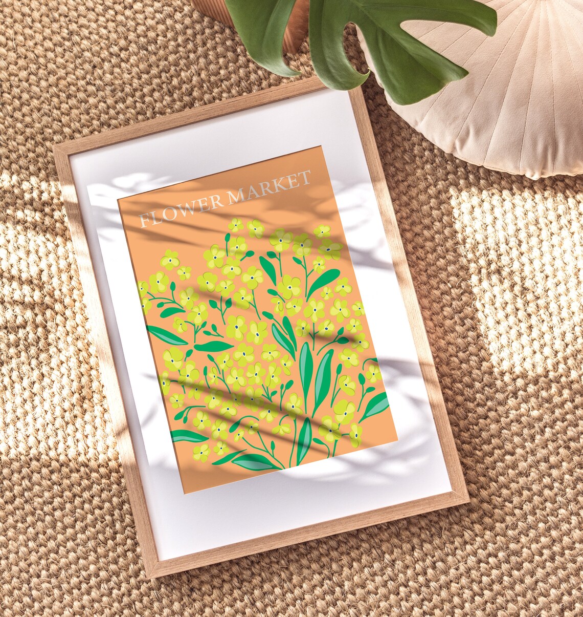 Flower Market Yellow Wildflowers Peach Botanical Boho Art Print - Image 4