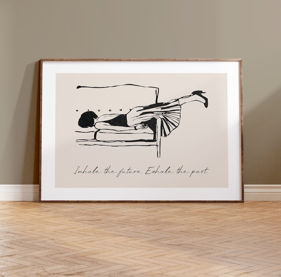 Inhale the Future Exhale the Past Quote Woman Resting Wall Art