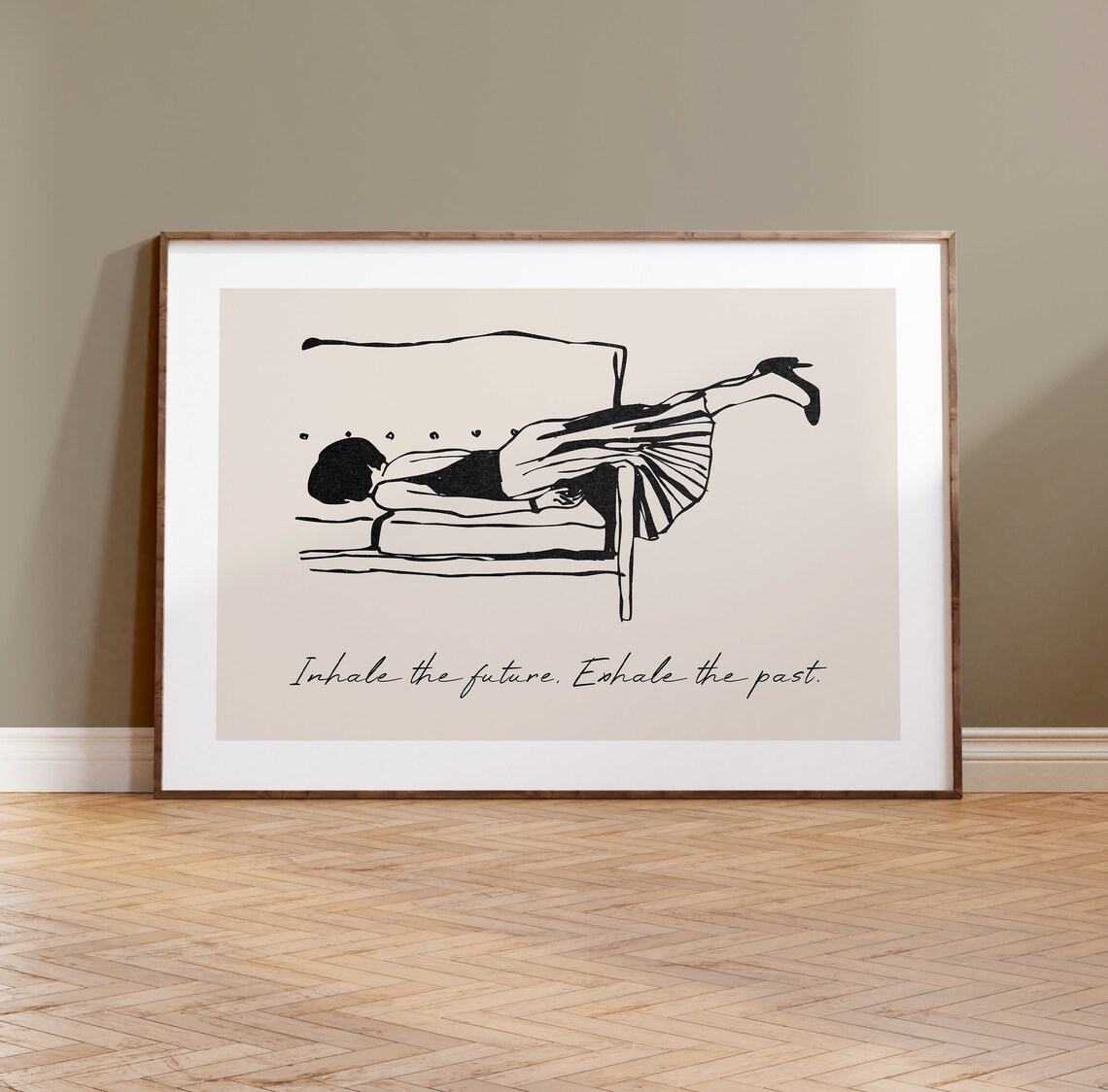Inhale the Future Exhale the Past Quote Woman Resting Wall Art