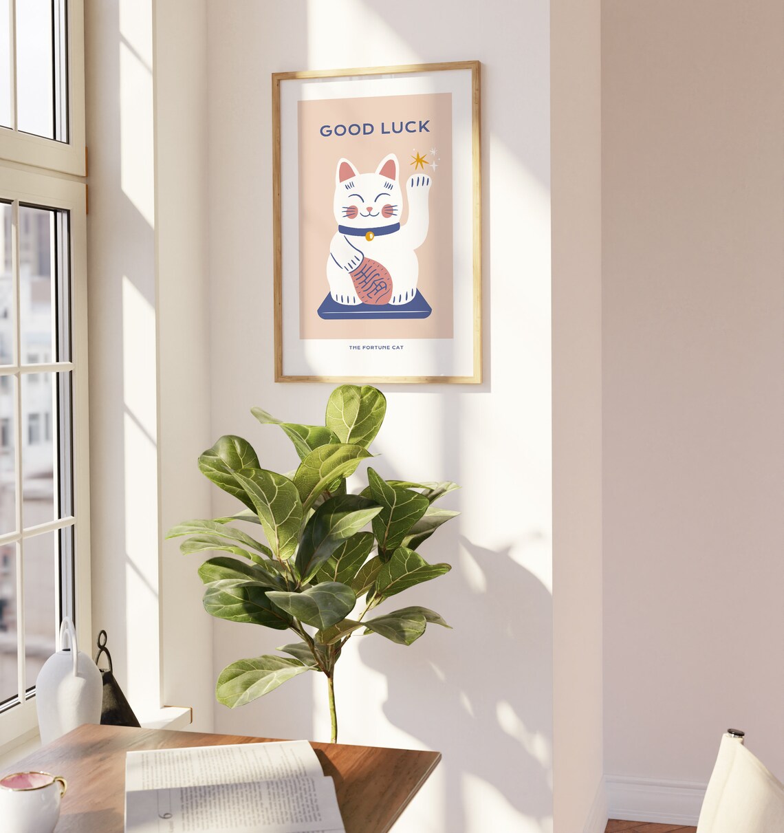 Fortune Cat Lucky Cat Quote Poster, Cat Home Decor - Image 2