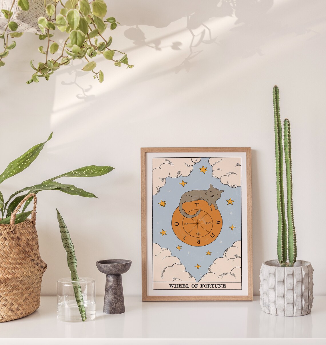 Cute Cat Tarot Wheel Of Fortune Art Print - Image 4