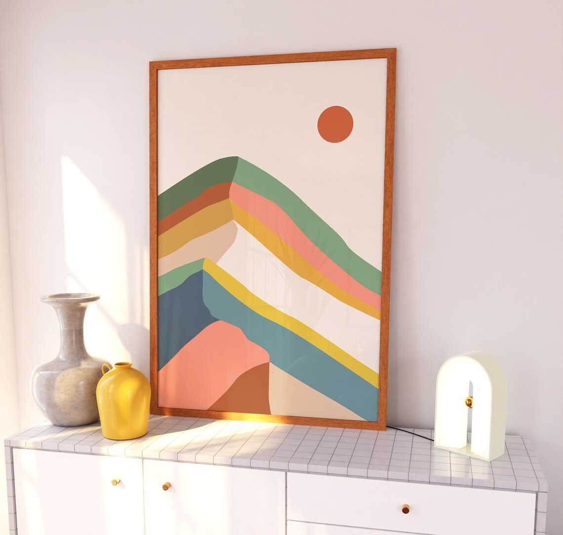 Abstract Landscape Wall Art Modern Landscape Print Boho Nature Scenery Art Boho Mountain Poster Mountain Sun Art Scenery Art - Image 4