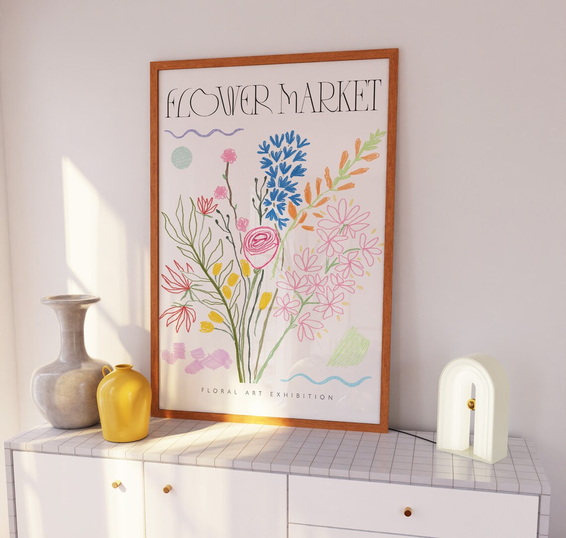 Flower Market Exhibition Floral Bouquet Colorful Wildflower Art Print - Image 3