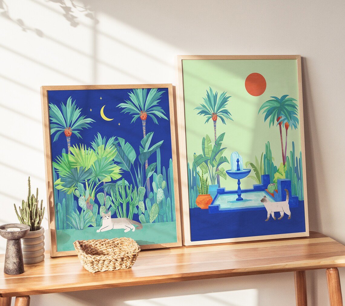 Tropical Plant And Cat Botanical Cat Art Print - Image 2
