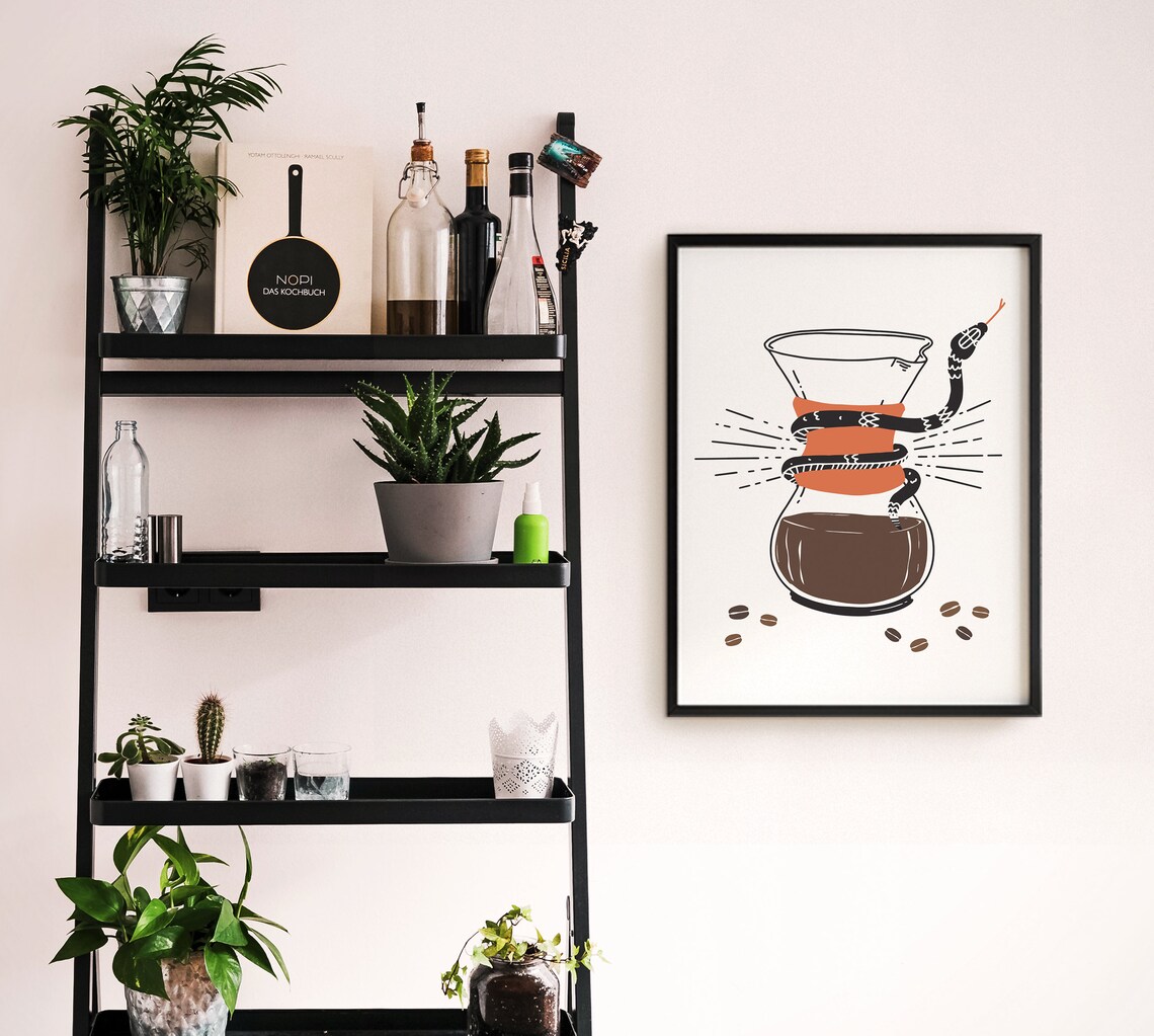 Hand Drip Coffee Snake Print, Halloween Poster - Image 2