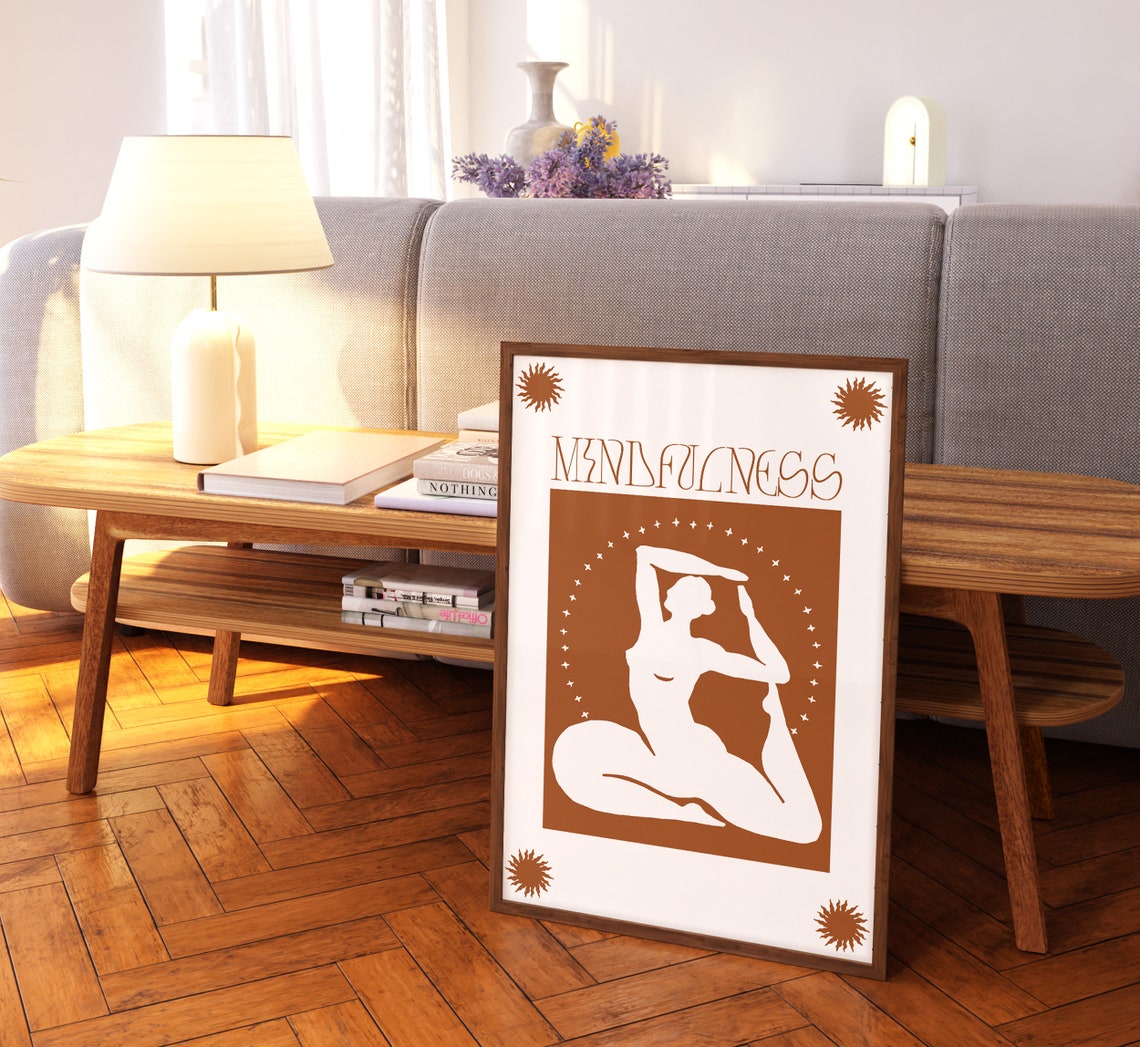 Mindfulness Calm Seated Yoga Stretch Terracotta Quote Wall Art - Image 4