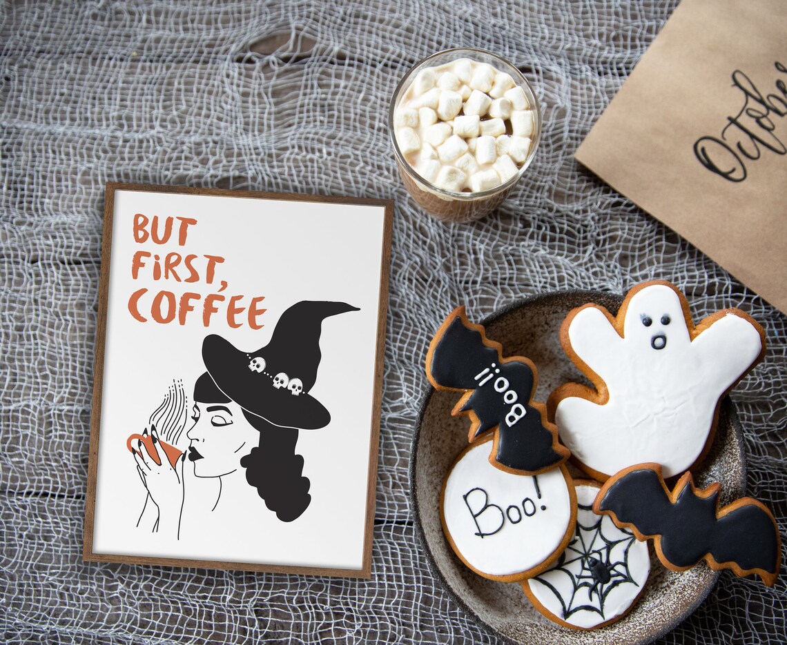 Halloween Witchy Coffee Quote Poster Print - Image 3