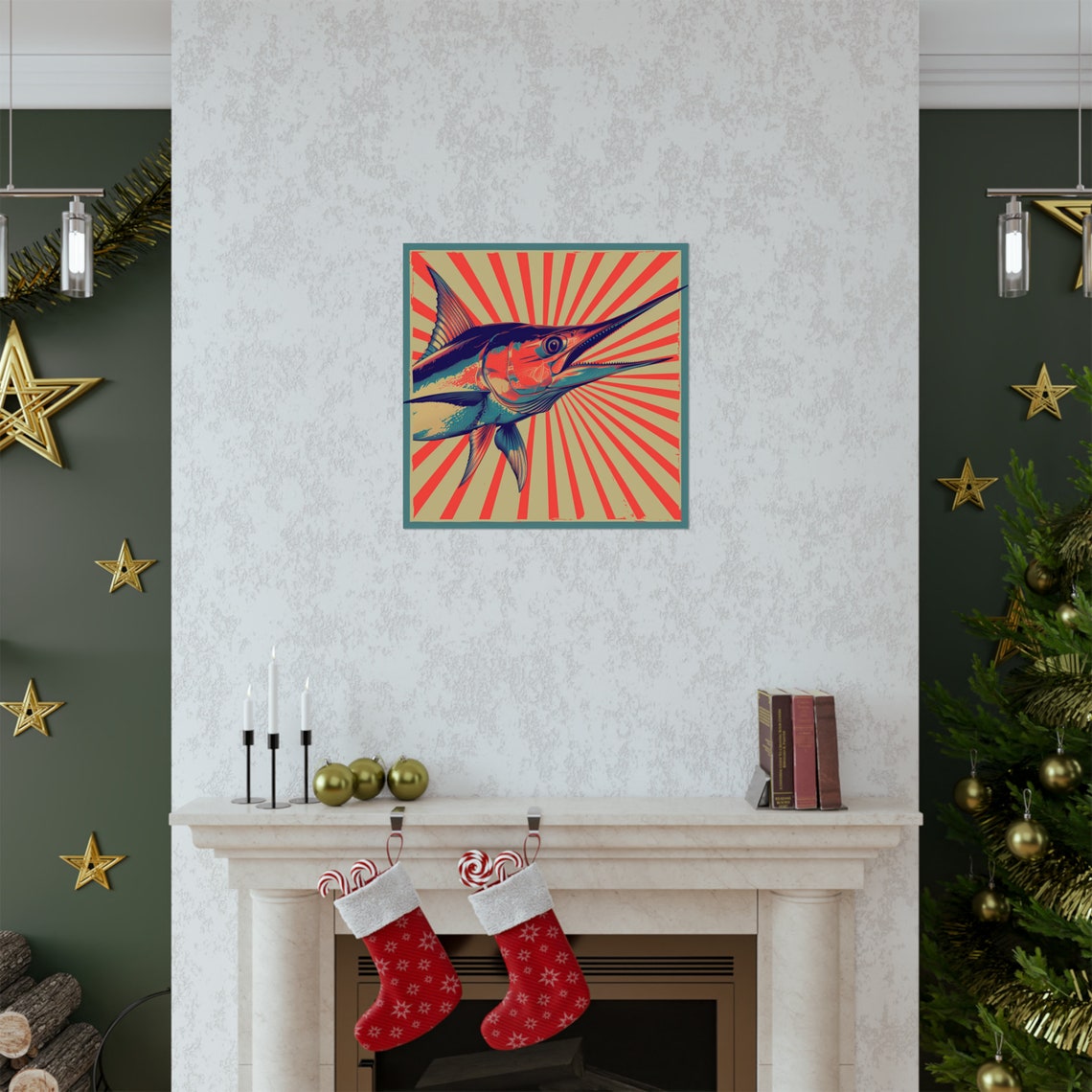 Retro Vintage Swordfish Poster, Ocean Fish Art - Image 2