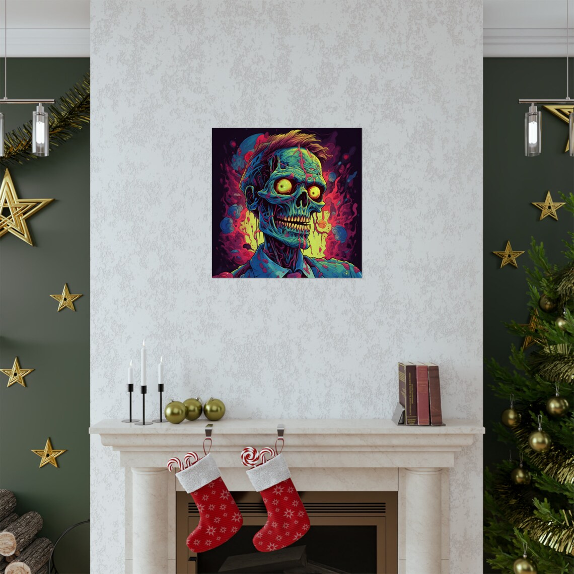 Creepy Eyes Zombie Skeleton, Rainbow Zombie Poster - Image 2