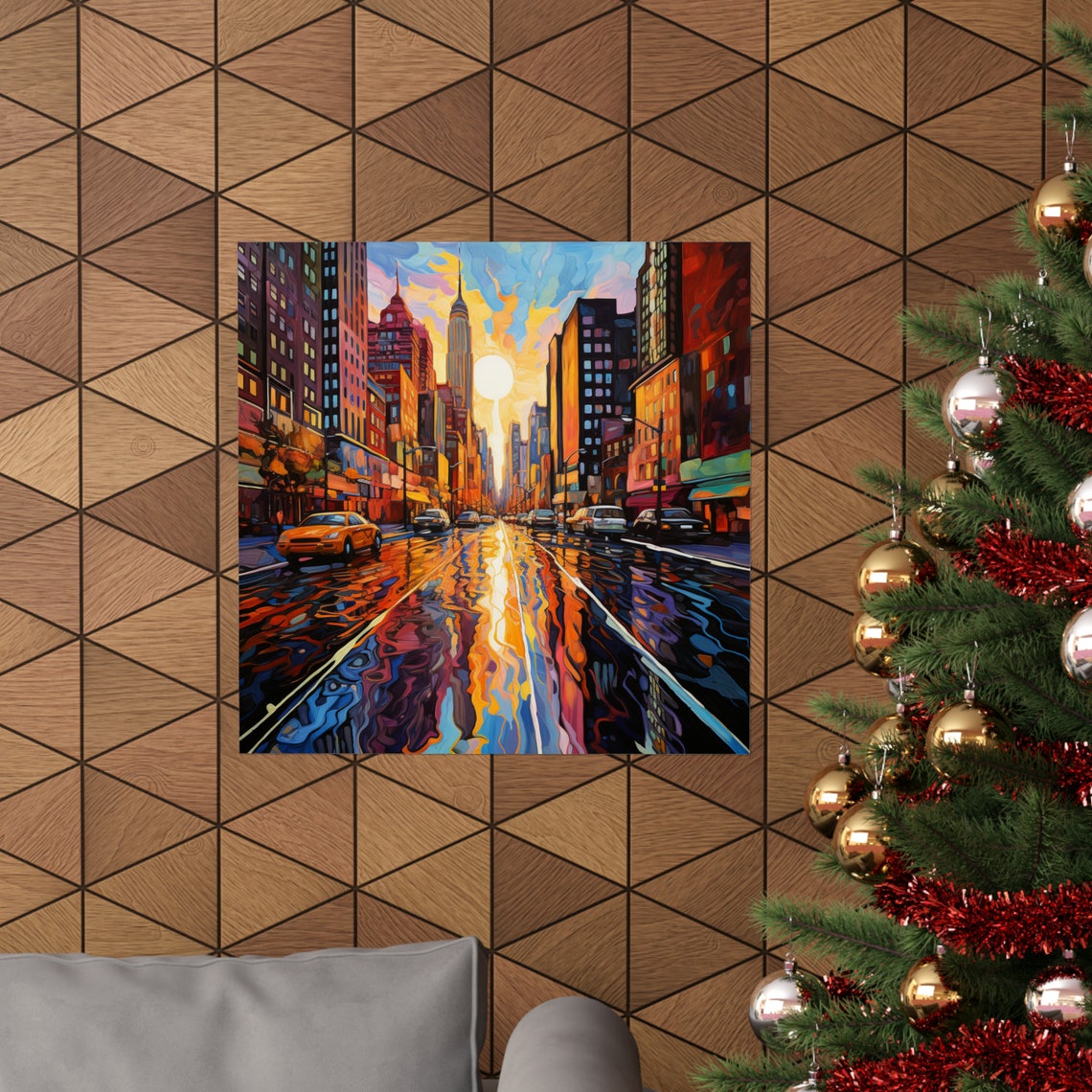 Melted City Post Impressionist Poster, Sunset Cityscape - Image 4