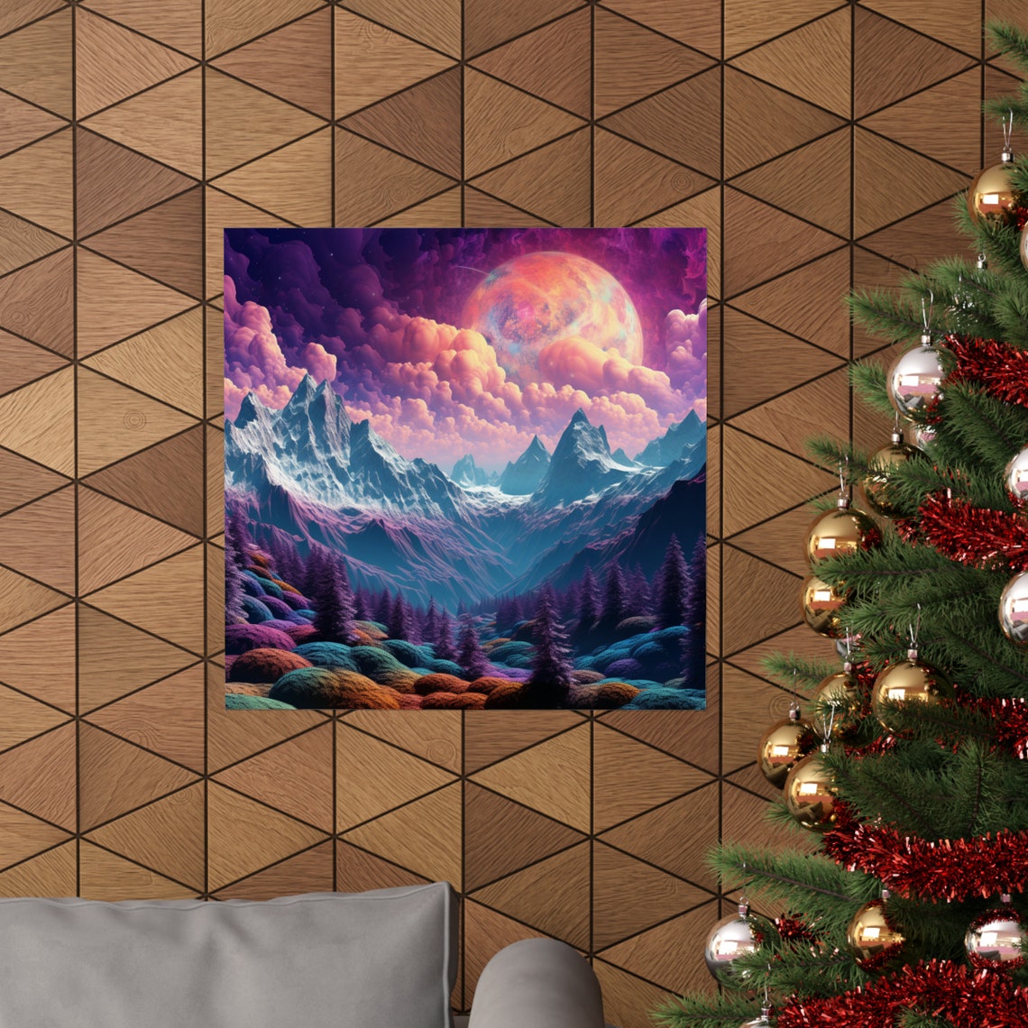 Billowing Yarn Hills, Cloudy Night Sky Poster