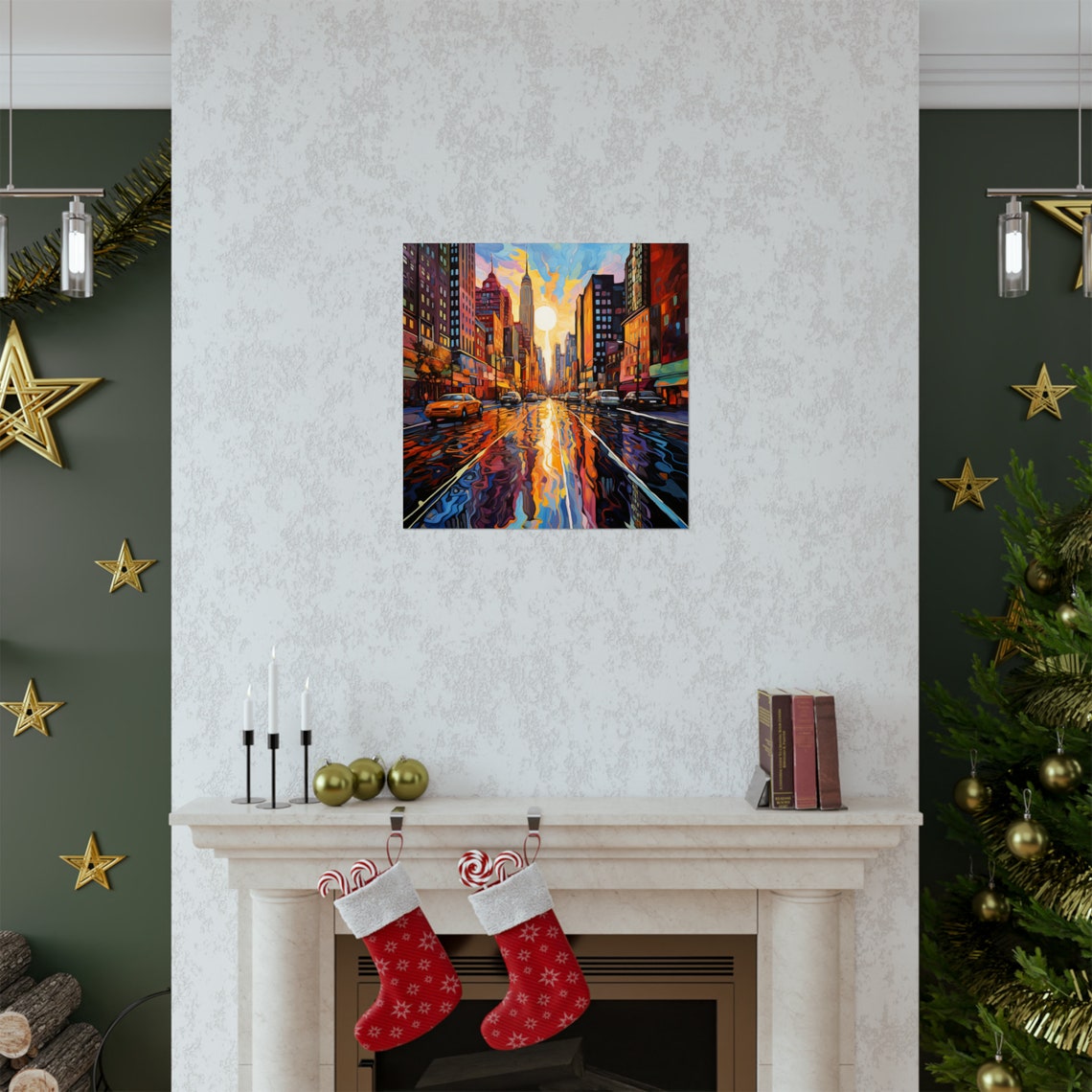 Melted City Post Impressionist Poster, Sunset Cityscape - Image 2